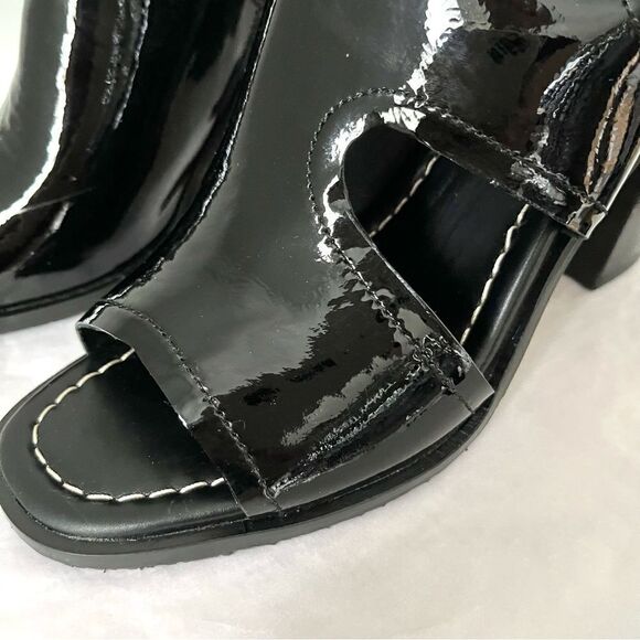 Donald Pliner Emiko Patent Leather Black Open Toe Heels Womens 8.5 New in box - Picture 3 of 8